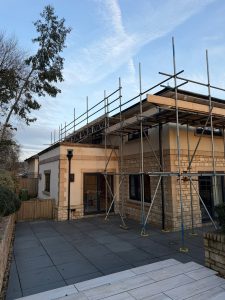 Scaffolding on a residential building in Somerset