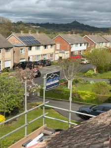 View from scaffolding during a roof repair job