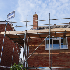 Scaffolding on a semi detached house in Somerset