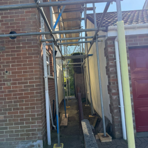 View from underneath scaffolding
